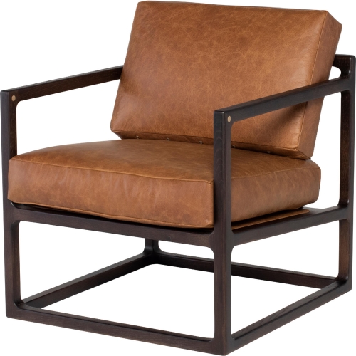 Lian Accent Chair in Desert Leather & Seared Oak